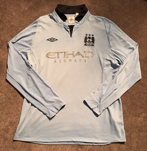 Umbro 2012-13 Manchester City Long Sleeve Shirt Jersey Kit Sz 48 Blue Home EPL - Picture 1 of 8