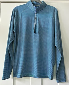 Holderness & Bourne NWT Men's Small The Hyatt Stripe 1/4 Zip Pullover Blue Green - Picture 1 of 14