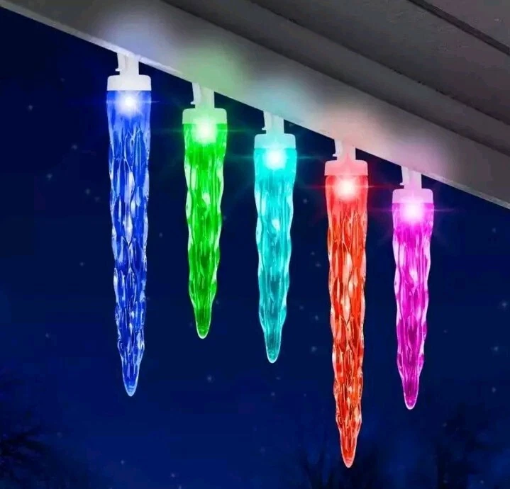 Gemmy LED Lightshow ColorMotion Set of 24 MULTICOLOR Icicle Lights