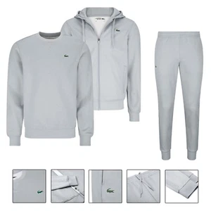 Men's Lacoste Poly Fleece Tracksuit Set Grey Hoodie Sweatshirt Joggers - Picture 1 of 41