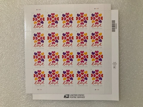 PANE of 20 USPS Hearts Blossom Love 2019 Self-Adhesive Forever Stamps 1x BOOKLET Cover