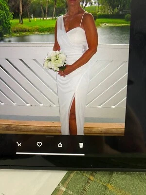 David Bridal Wedding dress  Size 10 white with spaghetti straps - Image 1 of 4