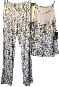 NUEVO CON ETIQUETAS Mujer JOAN VASS 2 Piezas JUEGO DE PIJAMA Talla MEDIANA Rosa con Flores Púrpura  - Imagen 1 de 3