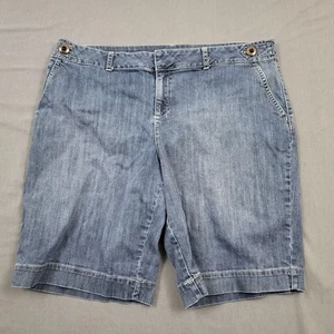Merona Shorts Womens Plus 20W High Rise Bermuda 10.5" Inseam Denim Blue - Picture 1 of 12