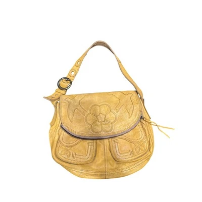 100% Lamb Skin RARE Vtg LUCKY Brand.Stash Bag Distressed ItalianLeather Flower - Image 1 of 4