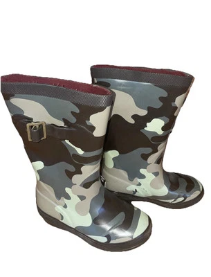 Botas de lluvia LL Bean Boys camuflaje talla 10 hebilla lateral usadas Foto 1 de 4