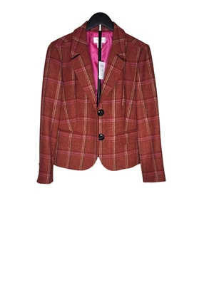 Chaqueta Blazer de Lana Talbots Peplum Rayas Óxido 2 Botones Bolsillos Frontales NUEVA Talla 14P Foto 1 de 4