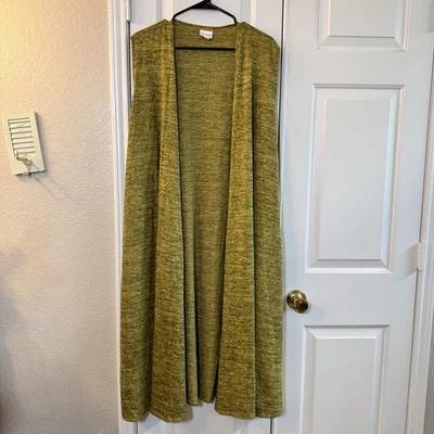LulaRoe Joy Yellow Black Heathered Duster Vest Side Slit Sleeveless XL - Image 1 of 4
