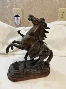 Guillaume Coustou French Metal/wood base Statue Signed Marley Horse ANTIQUE - Picture 1 of 23