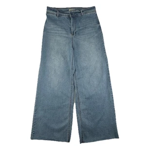 Oat New York High Rise Wide Leg Raw Hem Jeans Women’s 12/31 Light Wash Denim - Picture 1 of 13