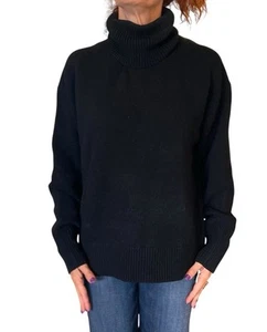 ZARA 2893/108 SUÉTER JERSEY PUNTO 100% LANA NEGRO CUELLO ALTO MEDIANO - Imagen 1 de 8