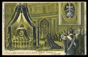 cartolina d'epoca 1° ANNIVERSARIO MORTE UMBERTO I - Foto 1 di 2
