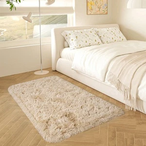 Small Rugs for Bedroom 2x3 Feet Beige Rug for Bedroom Bedside Soft Fluffy Are... - Picture 1 of 7