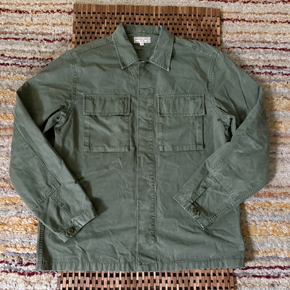 J. Camisa de trabalho CREW Wallace & Barnes lona botão para baixo verde masculina tamanho XL - Imagem 1 de 3