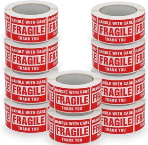 10 Rolls/5000 Handle with Care Fragile Warning Shipping Labels Stickers 2" X 3" - Picture 1 of 12