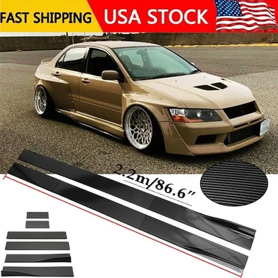 Carbon Fiber 86.6inch Side Skirt Extensions Rocker Panel For Mitsubishi Galant - Image 1 of 4