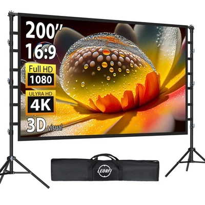 200 Inch Outdoor Projector Screen with Stand: Large Projection Screen with Ad... - Image 1 of 4