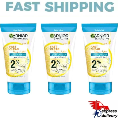 3 exfoliantes diarios Garnier Skin Active Fast Clear para pieles de acné 150 ml Foto 1 de 2