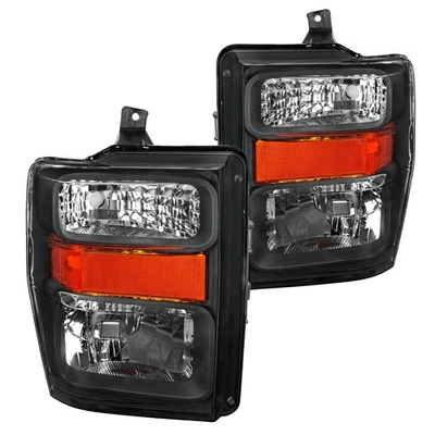 Black Fits 2008-2010 Ford F250 F350 F450 Superduty Pickup Headlights Lamps 08-10 - Imagem 1 de 4