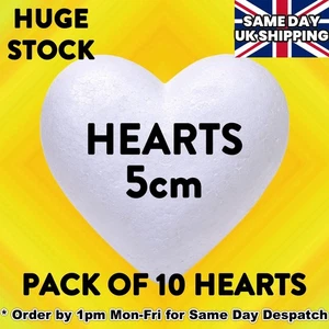 Polystyrene festive  LOVE HEARTS  10pcs x 50mm - Picture 1 of 5