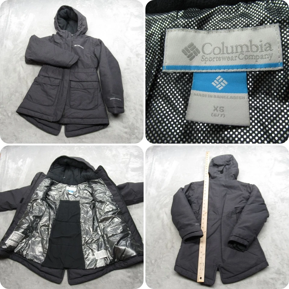 Columbia Jacket Youth XS Gray Waterproof Omni Heat Insulated Hooded Full Zip - Image 1 of 4