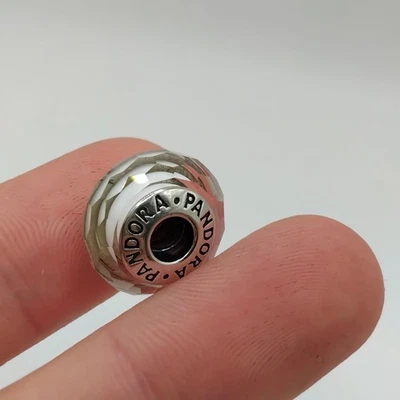 PANDORA WHITE FACETED MURANO GLASS CHARM NOW RETIRED #2811Z - Image 1 of 3