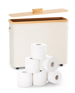 Toilet Paper Storage Stand, Toilet Paper Basket with Lid for 12-Roll Standard... - Picture 1 of 9