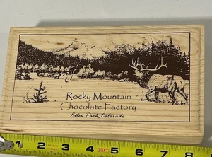 Rocky Mountain Chocolate Factory Wooden Box Estes Park Colorado Elk Souvenir - Picture 1 of 5