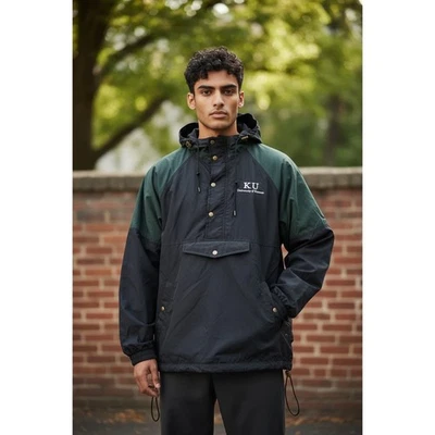 Pullover cortavientos anorak vintage KU Y2k JAYHAWKS para hombre verde negro Foto 1 de 4