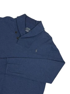Polo Ralph Lauren Luxus Jersey Schalkragen Pullover Herren Größe M Blau - Bild 1 von 9