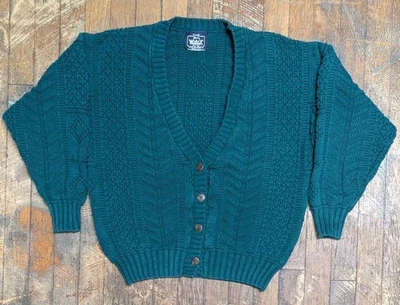 Cárdigan Woolrich para mujer talla grande verde grueso tejido con cable pompón pescador de colección Foto 1 de 4