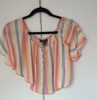 Primark Size 10 Crop top multi coloured crop top flowy top summer top holiday - Image 1 of 4
