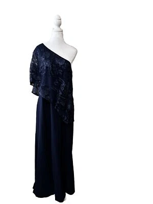 Платье на одно плечо Tahari ASL темно-синее размер 14 - Изображение 1 из 3