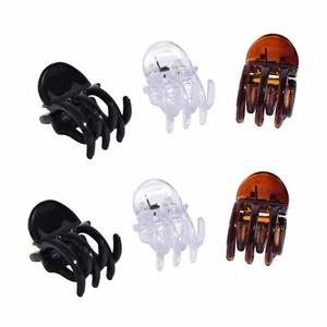 Parcelona French Classic Round Brown Clear n Black Mini 1/2” Hair Claws 6pcs - Picture 1 of 8