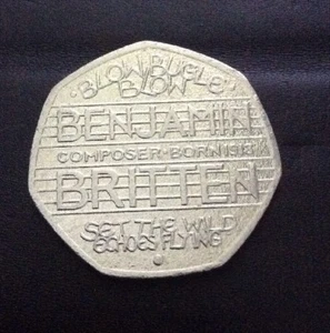 Sammlerstück 2013 50p Fifty Pence UK Münze, Benjamin Britten - sehr selten - Bild 1 von 2