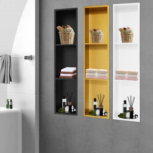 3 Tiers Stainless Steel Shower Niche, 36" Recessed Rectangular Wall Niche - Picture 1 of 50