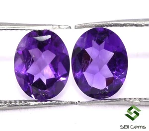 Natural Amethyst Oval Cut Pair 9x7 mm 3.10 Cts Top Purple Shade Loose Gemstones - Picture 1 of 3