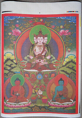 Thangka-bild Adibuddha Vairocana, Sakyamuni, Medizinbuddha Tibet, Buddhismus • 4€
