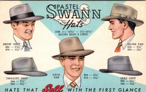 LOUISVILLE, KENTUCKY - CAPPELLI SWANN-ABRAM - CARTOLINA PUBBLICITARIA VINTAGE IN LINO - Foto 1 di 2