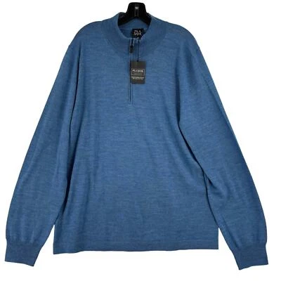 Jos A Bank Traveler Merino Wool Sweater Quarter Zip Pullover Blue Men's Size XXL - Image 1 of 4