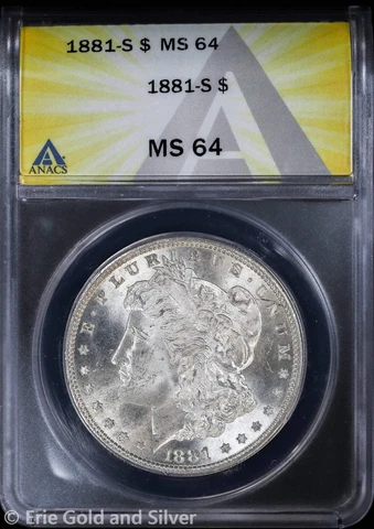 1881-S Morgan Silver Dollar ANACS MS 64 | Uncirculated UNC BU Cover