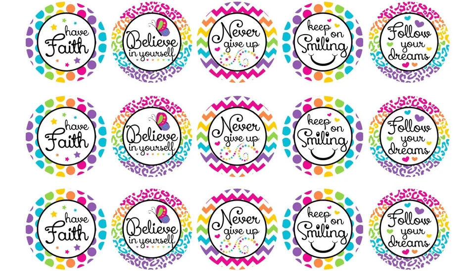 Imagens de tampa de garrafa, imagens de colar, imagens de círculo de 1 em, pré-cortadas, citações fofas - Imagem 1 de 1