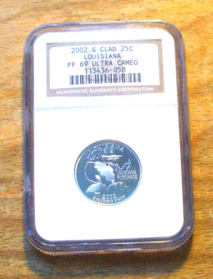 2002-S NGC - Proof 69  State Quarter ULTRA CAMEO - LOUISIANA - Image 1 of 2