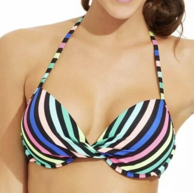 California Waves Stripe 2 Piece Swimsuit Underwire Bikini Top & Bottom XS (C1) - Image 1 of 4