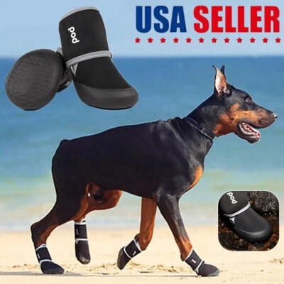 4PCS Small Medium Large Dog Anti-slip Shoes Boots Paw Protector Reflective Strip - Image 1 of 4