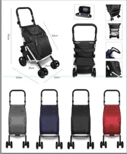 CARRITO DE COMPRAS GRANDE DE 6 RUEDAS CARRO PLEGABLE FUERTE LIGERO MANIOBRABLE NUEVO - Imagen 1 de 5