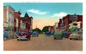 BROAD STREET scene THOMASVILL, GA linen - Postcard - Imagen 1 de 2