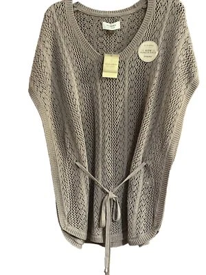 Sonoma Life & Style Woman XL Brown Open Knit Poncho Top w/ Ties-NWT - Image 1 of 4