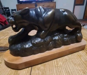 vintage and rare bronze panther statue Sculpture By Geolfos #52 Of #500 Handmade - Picture 1 of 20