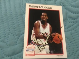 DANNY MANNING MINT,SIGNED 1991/‘92 NBA HOOPS CARD #94, LA CLIPPERS/ FREE POSTAGE - Picture 1 of 4